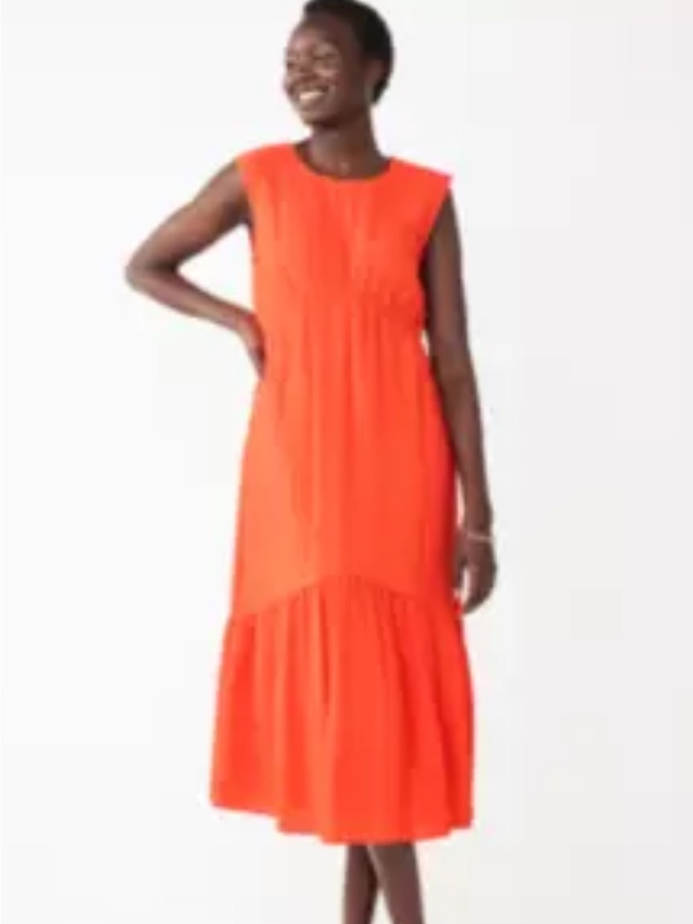 Nine West Vibrant Orange Sleeveless Midi Dress